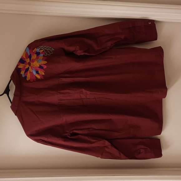 NWT, Anthropologie Maeve Wine/Bordeaux Embroidered Top - Picture 6 of 15